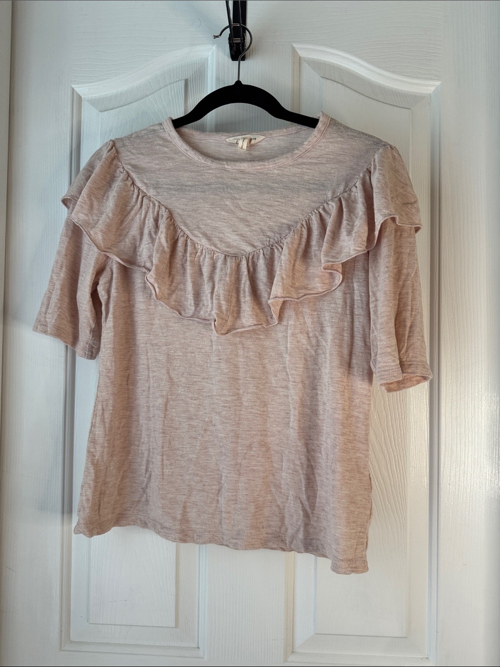 Rebecca Taylor Blush Ruffle Short-Sleeve Tee (BB)